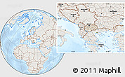 Shaded Relief Location Map of Macedonia, lighten