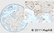 Shaded Relief Location Map of Macedonia, lighten, semi-desaturated