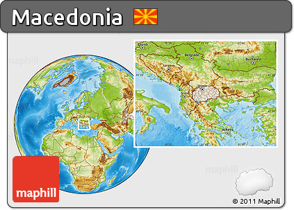 Shaded Relief Location Map of Macedonia, physical outside