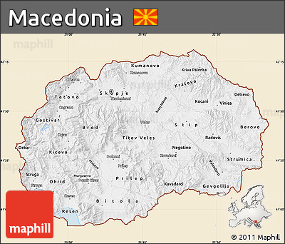 Classic Style Map of Macedonia, single color outside