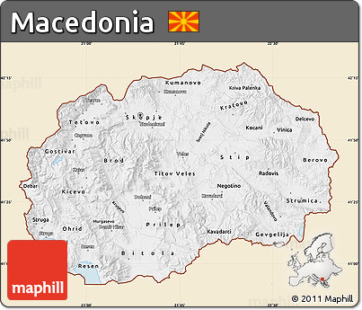 Classic Style Map of Macedonia, single color outside