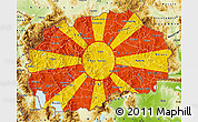 Flag Map of Macedonia, physical outside, flag centered