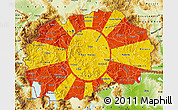 Flag Map of Macedonia, physical outside, flag aligned to the middle