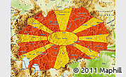 Flag Map of Macedonia, physical outside, flag rotated