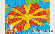 Flag Map of Macedonia, political outside, flag rotated
