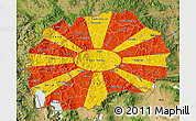 Flag Map of Macedonia, satellite outside, flag rotated