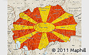 Flag Map of Macedonia, shaded relief outside, flag rotated