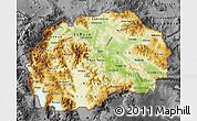 Physical Map of Macedonia, darken, desaturated