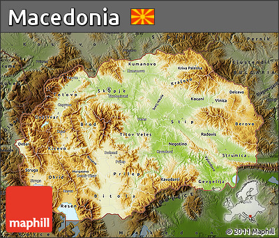 Physical Map of Macedonia, darken