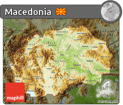 Physical Map of Macedonia, darken