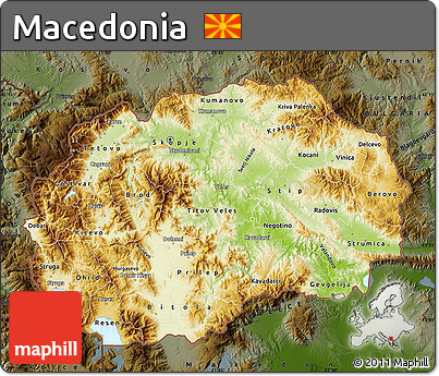 Physical Map of Macedonia, darken