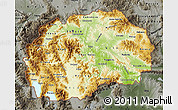 Physical Map of Macedonia, darken, semi-desaturated