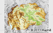 Physical Map of Macedonia, lighten, desaturated