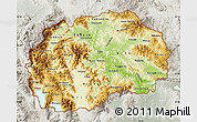 Physical Map of Macedonia, lighten, semi-desaturated