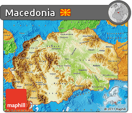 Physical Map of Macedonia, political outside