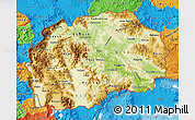 Physical Map of Macedonia, political outside