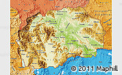 Physical Map of Macedonia, political shades outside