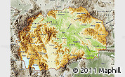 Physical Map of Macedonia, semi-desaturated