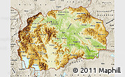 Physical Map of Macedonia, shaded relief outside