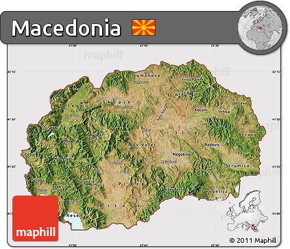 Satellite Map of Macedonia, cropped outside