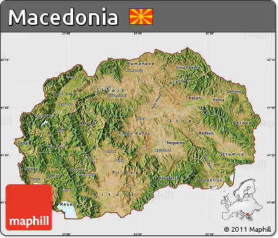 Satellite Map of Macedonia, cropped outside
