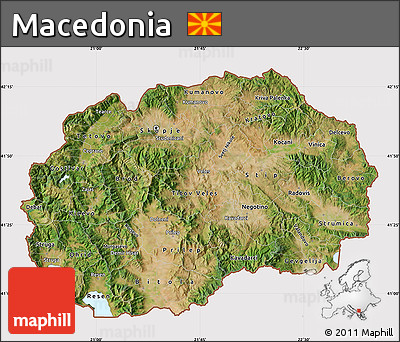 Satellite Map of Macedonia, cropped outside