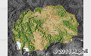 Satellite Map of Macedonia, darken, desaturated