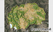 Satellite Map of Macedonia, darken, semi-desaturated