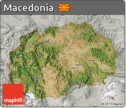 Satellite Map of Macedonia, lighten, semi-desaturated
