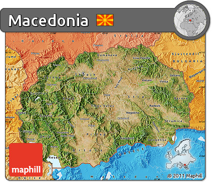Satellite Map of Macedonia, political shades outside