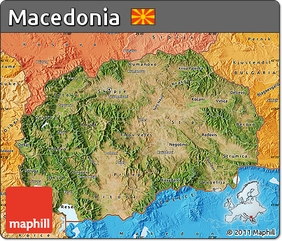 Satellite Map of Macedonia, political shades outside