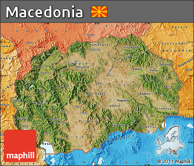Satellite Map of Macedonia, political shades outside