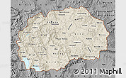 Shaded Relief Map of Macedonia, darken, desaturated