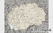Shaded Relief Map of Macedonia, darken, semi-desaturated
