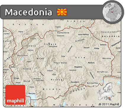 Shaded Relief Map of Macedonia