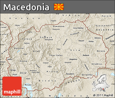 Shaded Relief Map of Macedonia