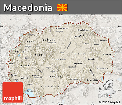 Shaded Relief Map of Macedonia, lighten