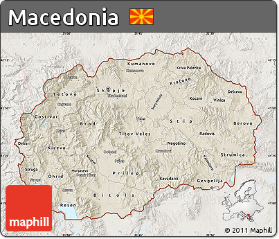 Shaded Relief Map of Macedonia, lighten