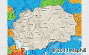 Shaded Relief Map of Macedonia, political outside