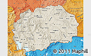 Shaded Relief Map of Macedonia, political shades outside