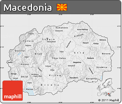 Silver Style Map of Macedonia, single color outside