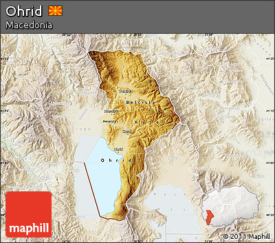 Physical Map of Ohrid, lighten