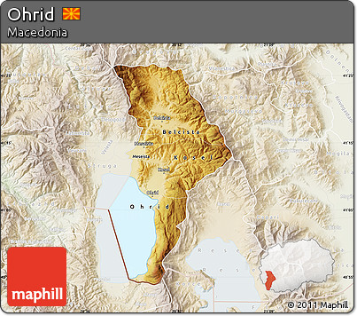 Physical Map of Ohrid, lighten