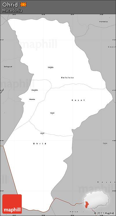Gray Simple Map of Ohrid