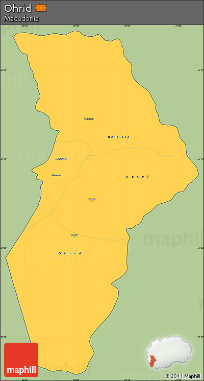 Savanna Style Simple Map of Ohrid, cropped outside