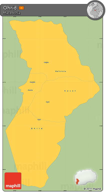 Savanna Style Simple Map of Ohrid, single color outside