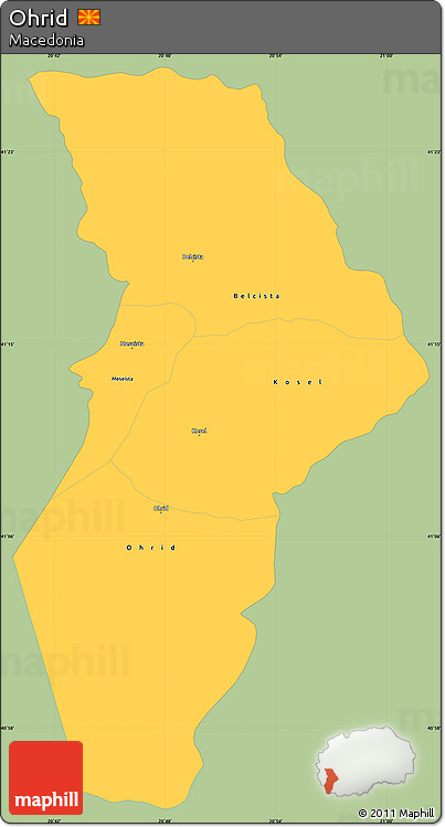 Savanna Style Simple Map of Ohrid, single color outside