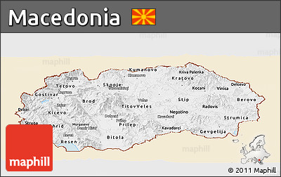 Classic Style Panoramic Map of Macedonia, single color outside