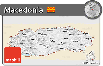 Classic Style Panoramic Map of Macedonia, single color outside