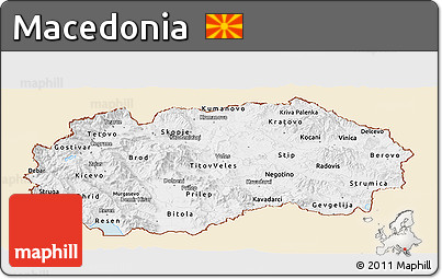 Classic Style Panoramic Map of Macedonia, single color outside